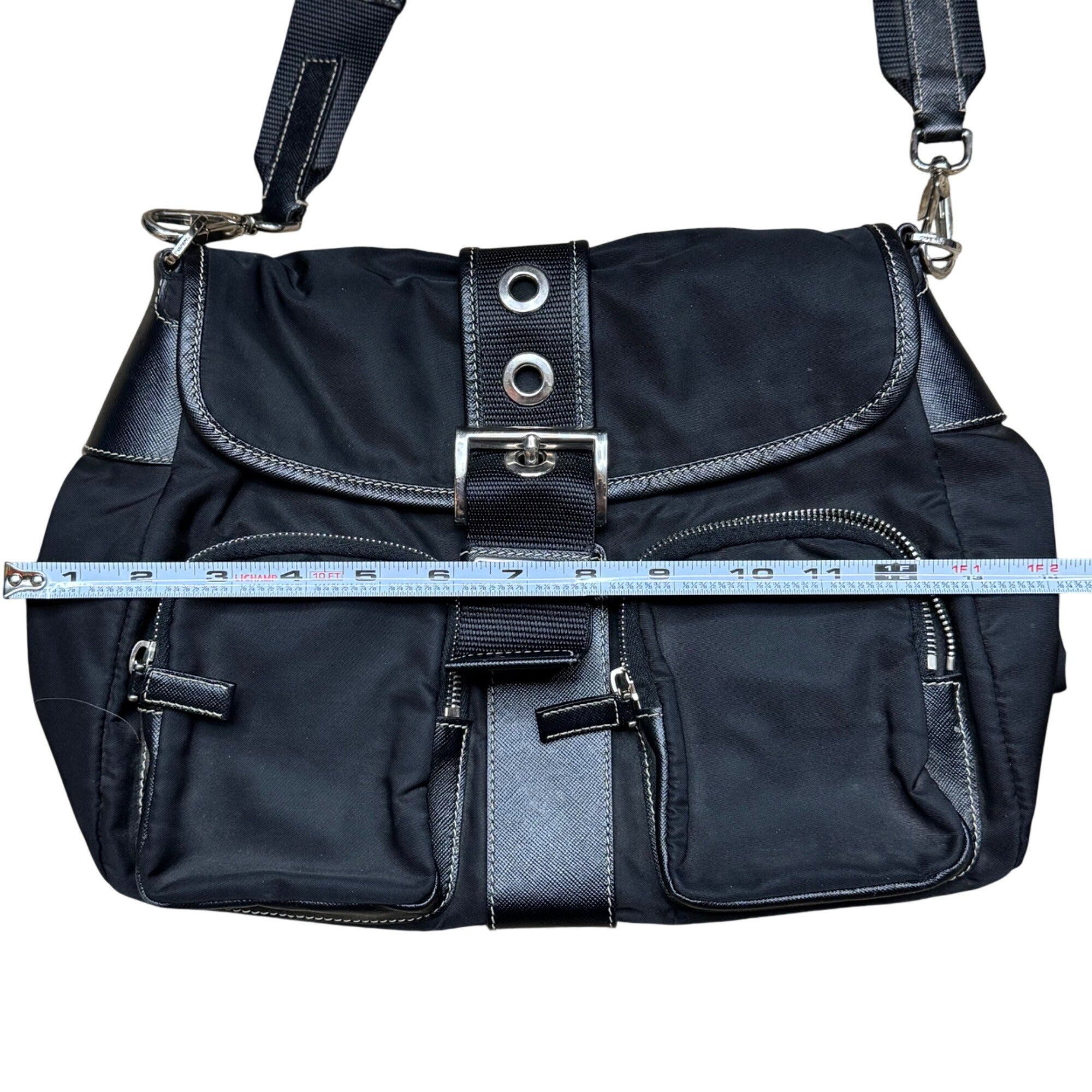 Prada Messenger Bag Black Nylon Saffiano Vela Purse Handbag w/ Dustbag Tessuto