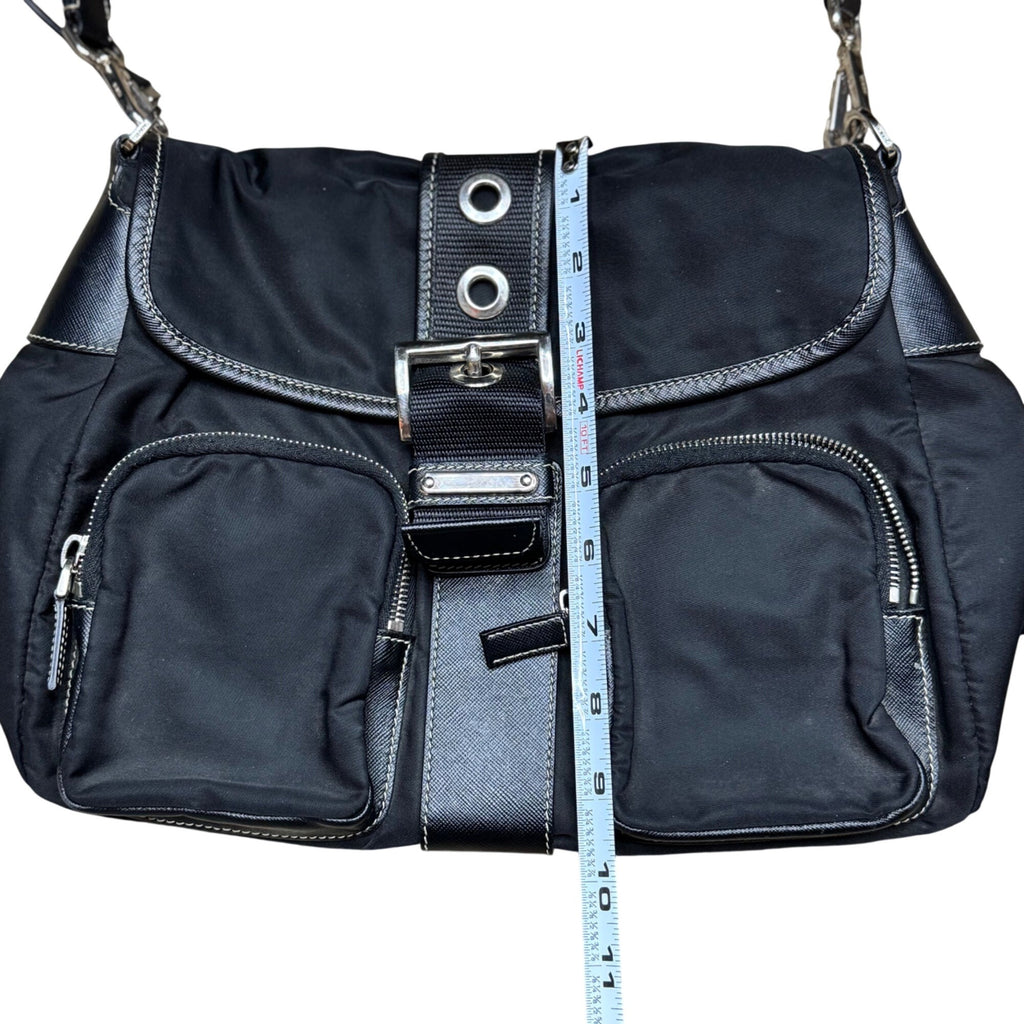 Prada Messenger Bag Black Nylon Saffiano Vela Purse Handbag w/ Dustbag Tessuto