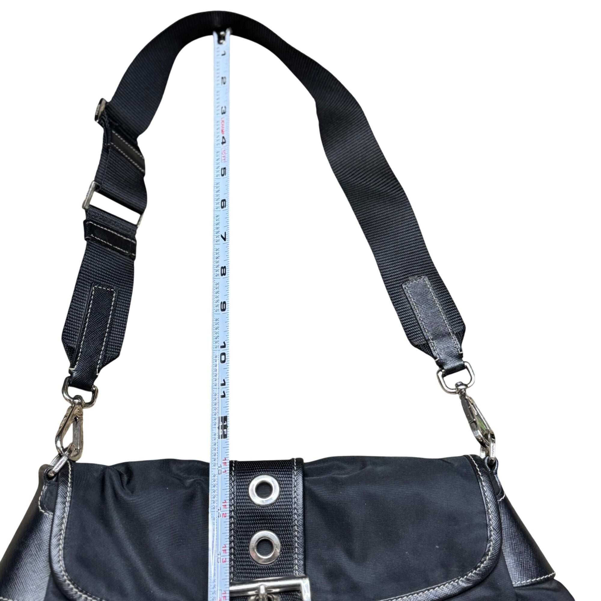 Prada Messenger Bag Black Nylon Saffiano Vela Purse Handbag w/ Dustbag Tessuto