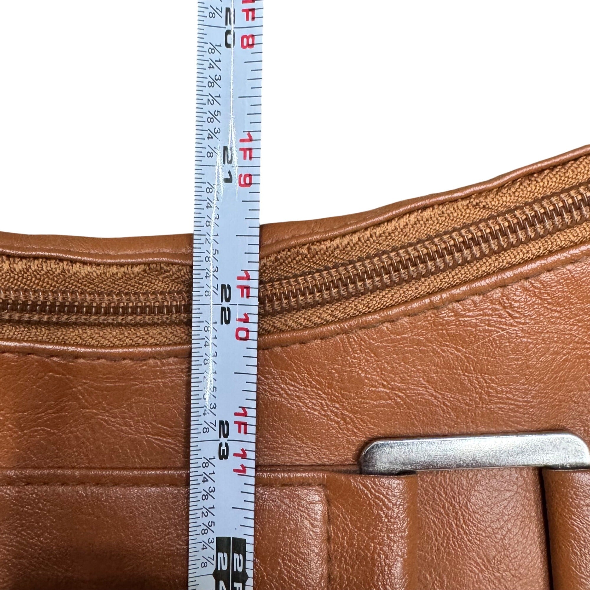 Vintage Brown Faux Leather Shoulder Bag Buckle Crossbody Multiple Compartments