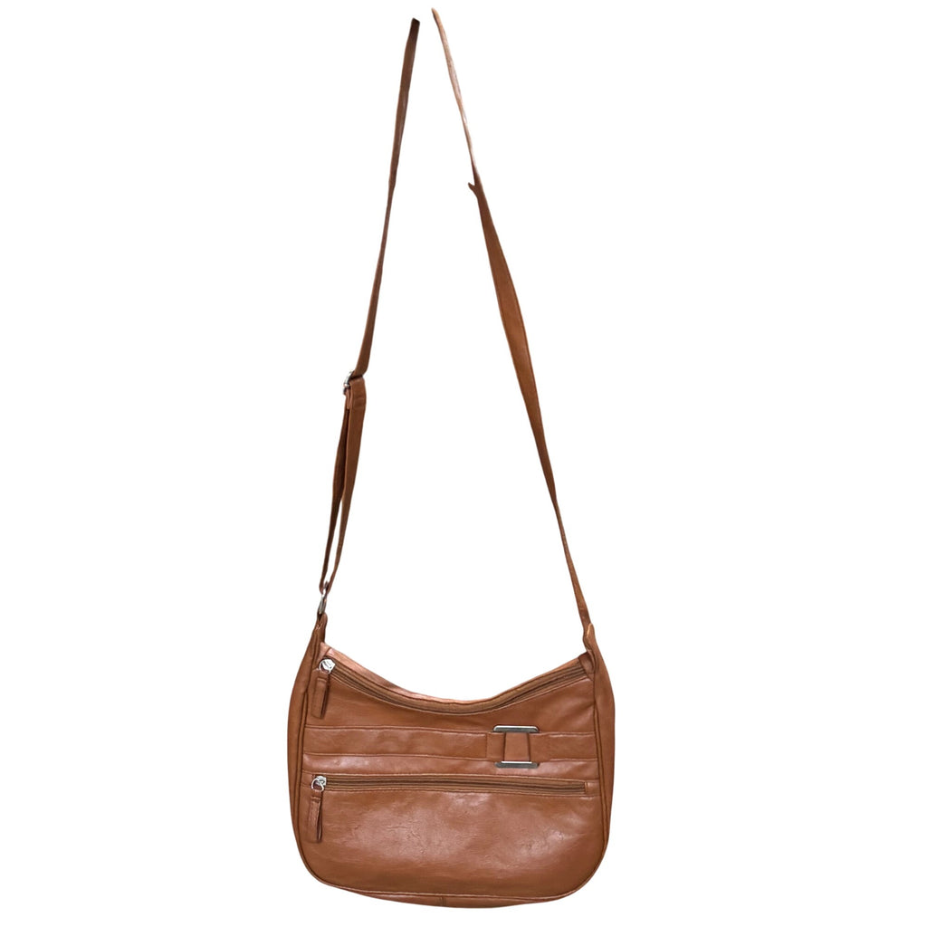 Vintage Brown Faux Leather Shoulder Bag Buckle Crossbody Multiple Compartments