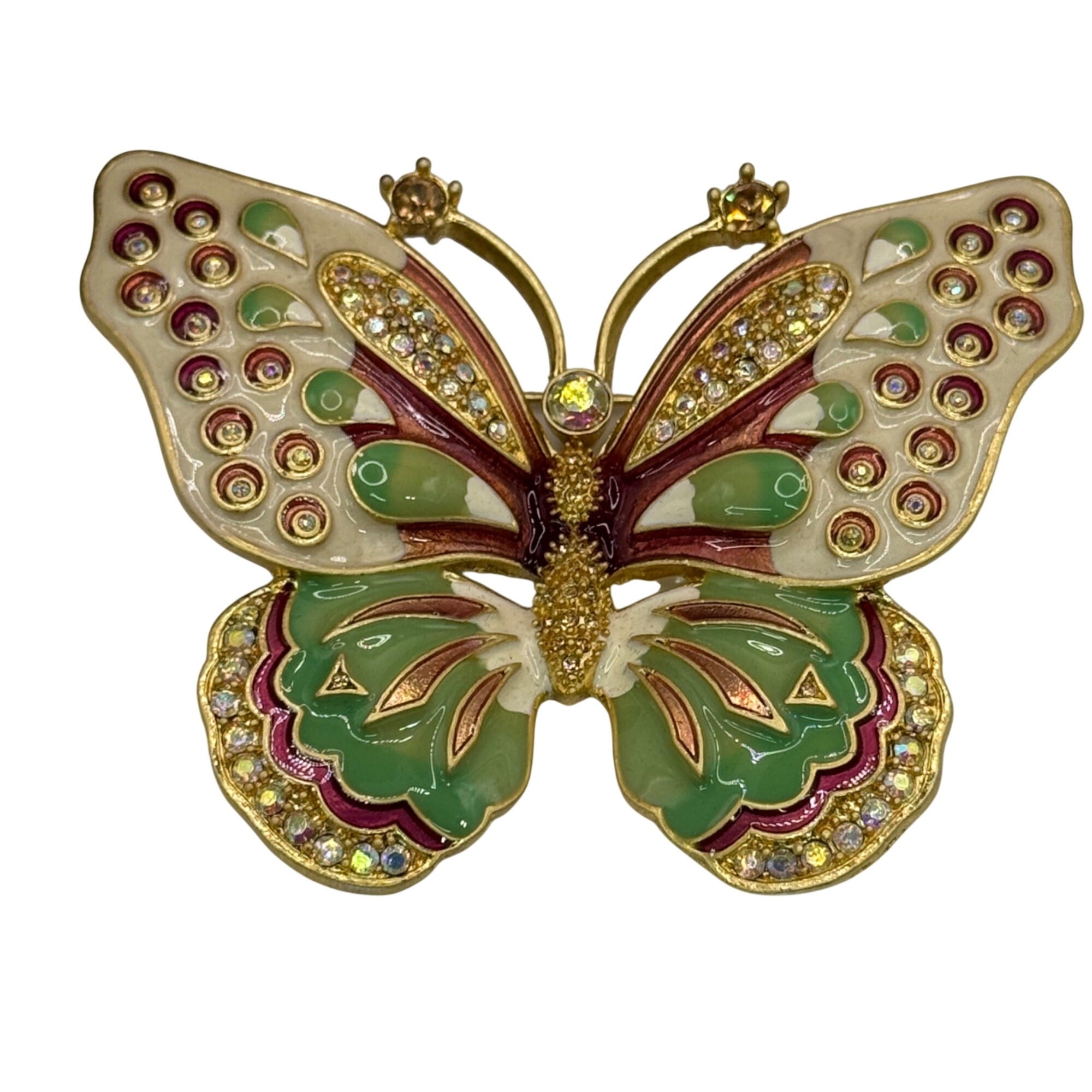 Avon KJL Kenneth Jay Lane Butterfly Pin Brooch Signed Pastel Enamel Crystal NEW