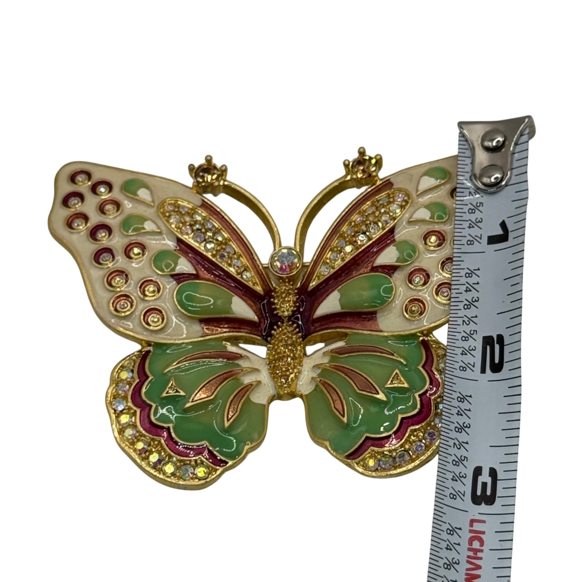 Avon KJL Kenneth Jay Lane Butterfly Pin Brooch Signed Pastel Enamel Crystal NEW