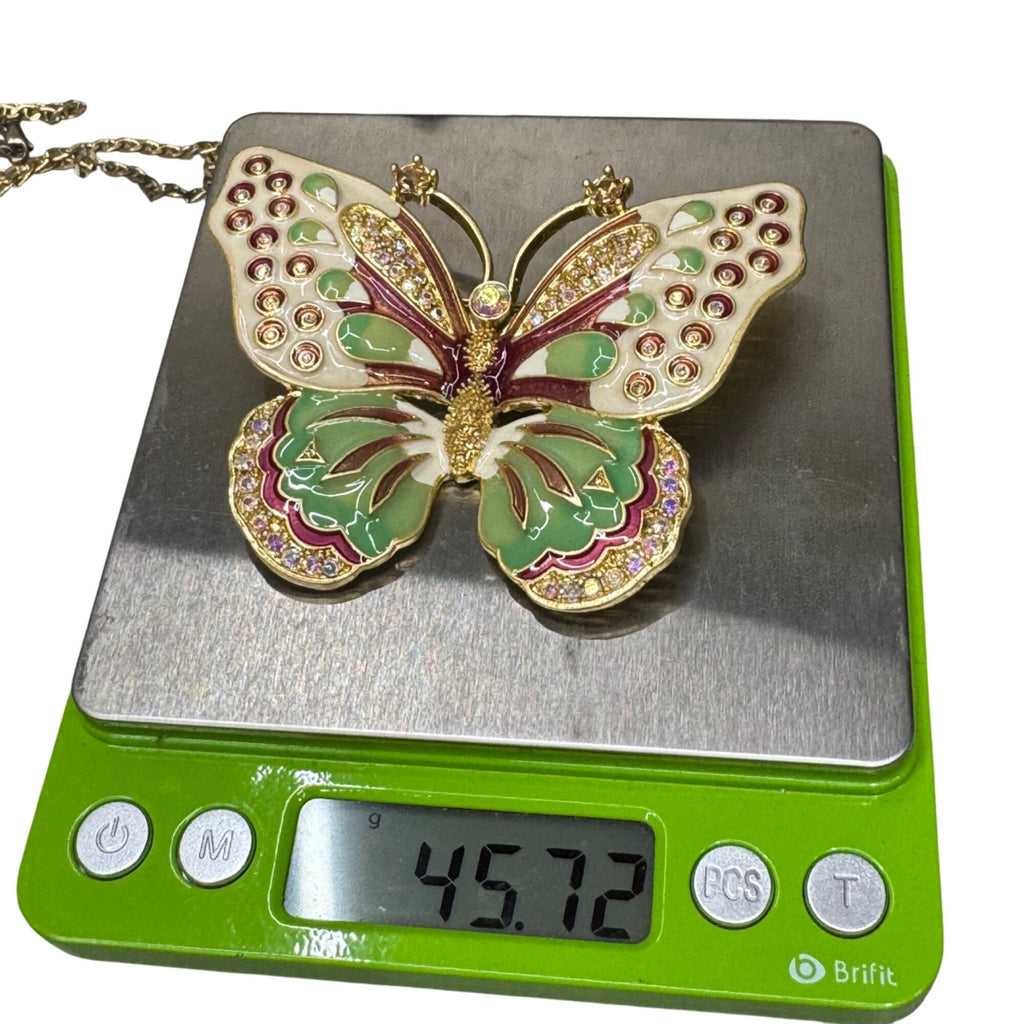 Avon KJL Kenneth Jay Lane Butterfly Pin Brooch Signed Pastel Enamel Crystal NEW