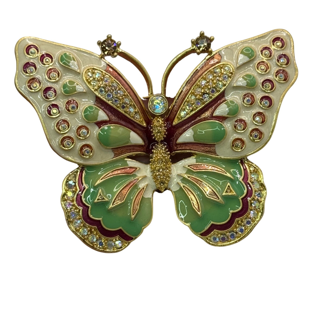 Avon KJL Kenneth Jay Lane Butterfly Pin Brooch Signed Pastel Enamel Crystal NEW