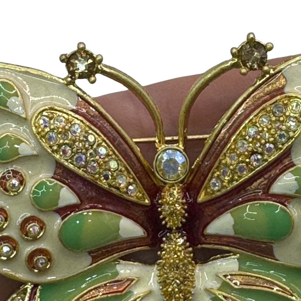 Avon KJL Kenneth Jay Lane Butterfly Pin Brooch Signed Pastel Enamel Crystal NEW