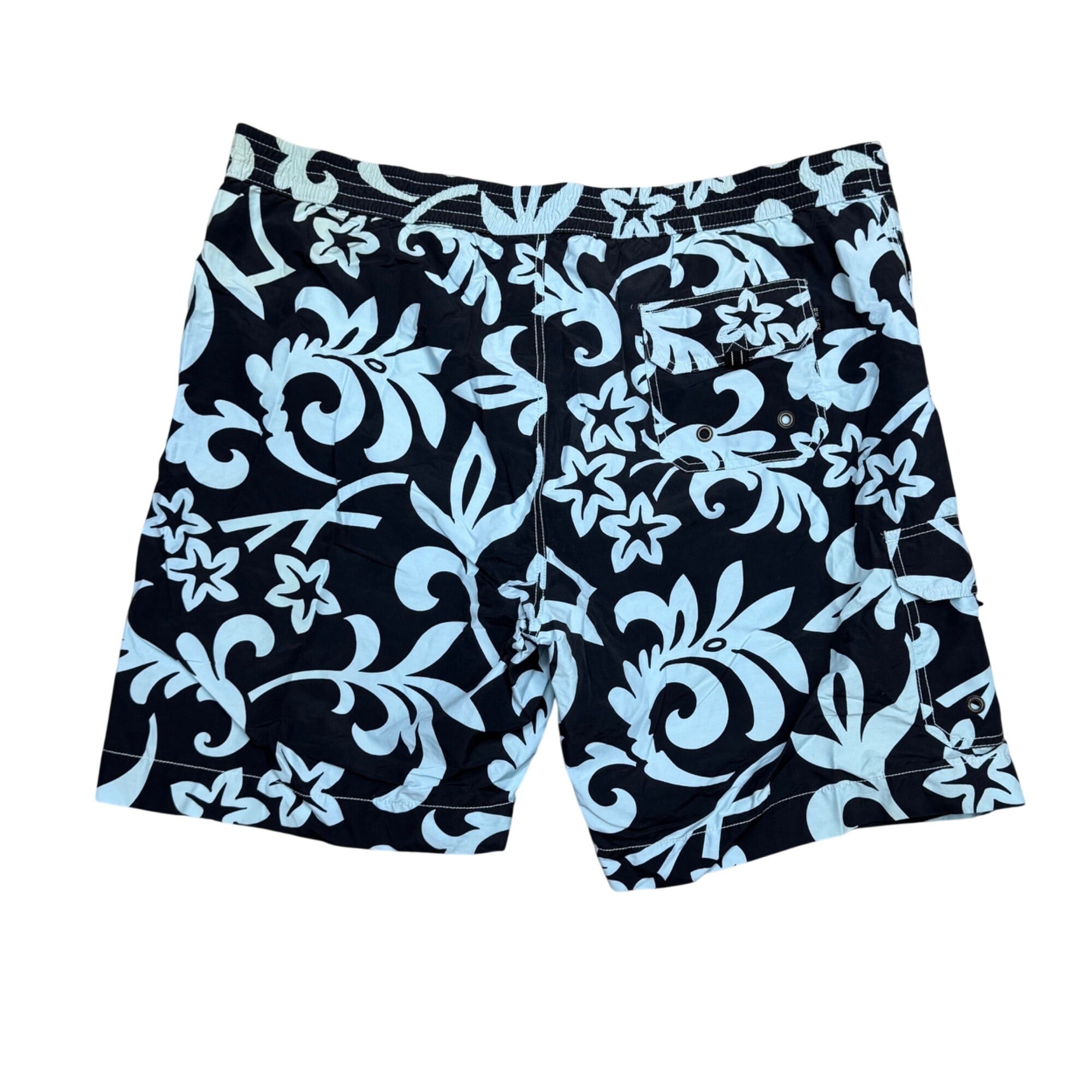 Tommy Bahama Relax Mens XXL Blue Floral Swim Trunks Cargo Pockets Mesh Lining