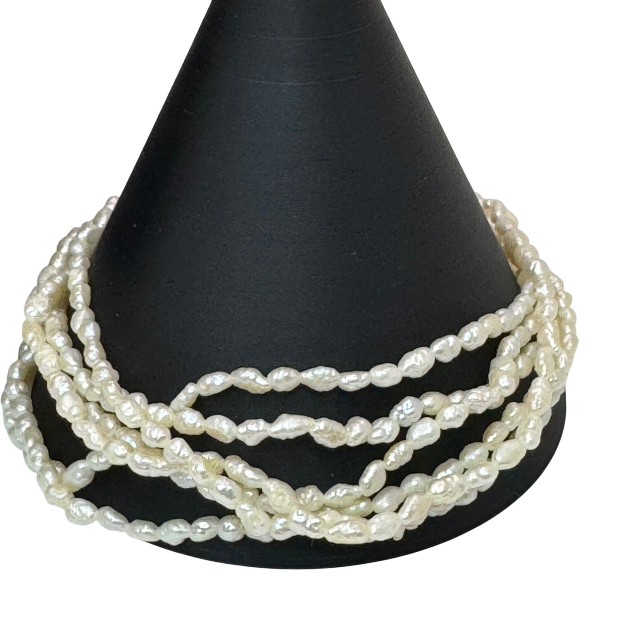 Vtg Multi Strand Necklace Bracelet Pearls Freshwater Rice Kesha Gold Tone Clasp
