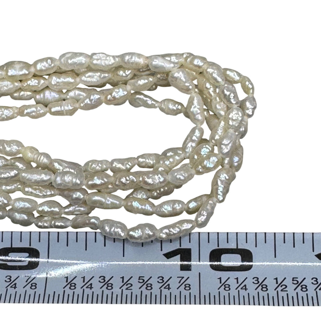 Vtg Multi Strand Necklace Bracelet Pearls Freshwater Rice Kesha Gold Tone Clasp