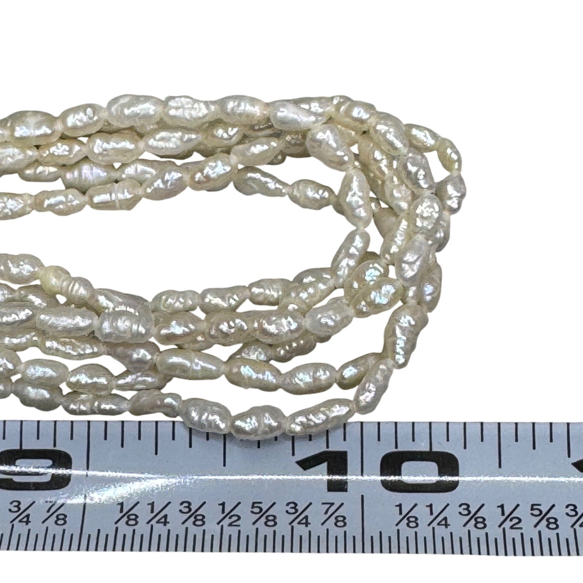 Vtg Multi Strand Necklace Bracelet Pearls Freshwater Rice Kesha Gold Tone Clasp