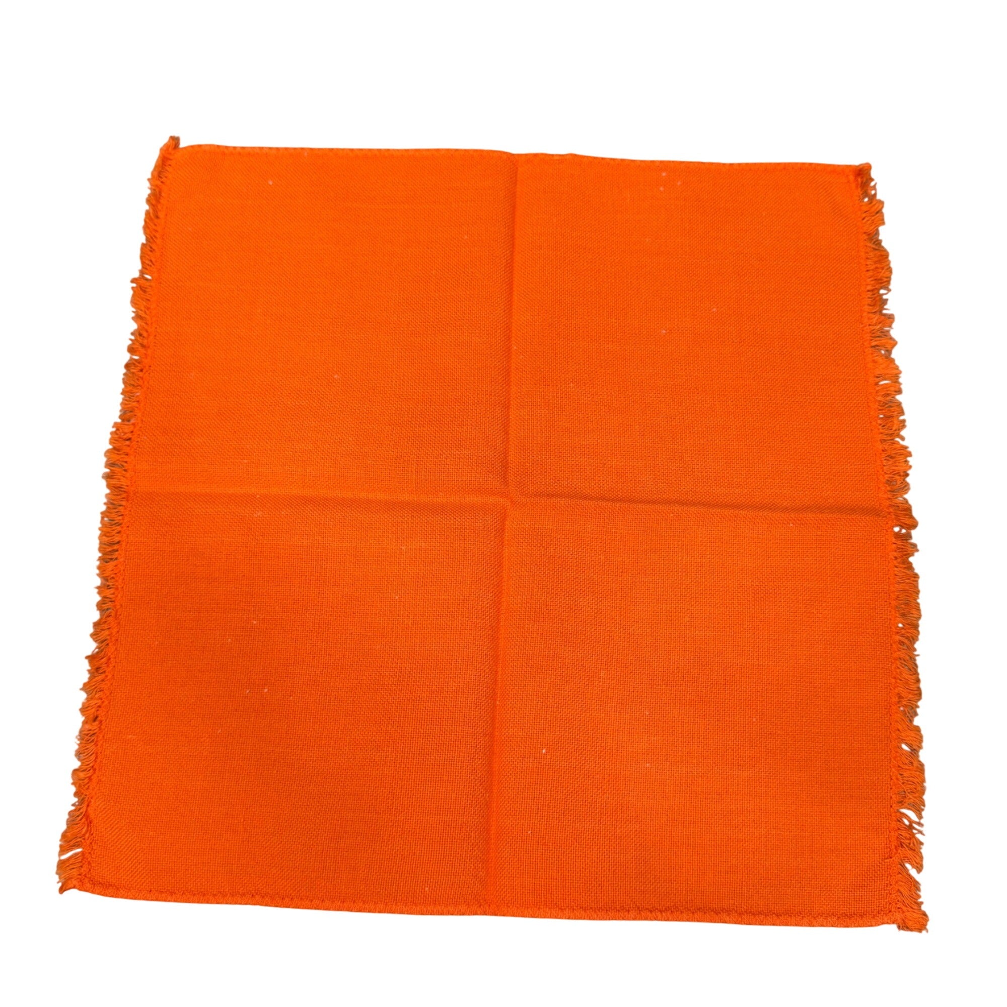 Orange Tablecloth 4 Napkins Set 51X64 Fringed Cotton Linen Blend Vintage Estate