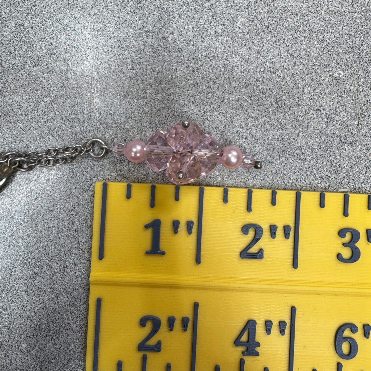 Sterling Pink Crystal Pendant Necklace AB Cats Eye Beads & Silver-Tone Chain 22"