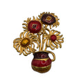 Vintage YSL Yves Saint Laurent For Avon Van Gogh Sunflowers Brooch Enamel Flower