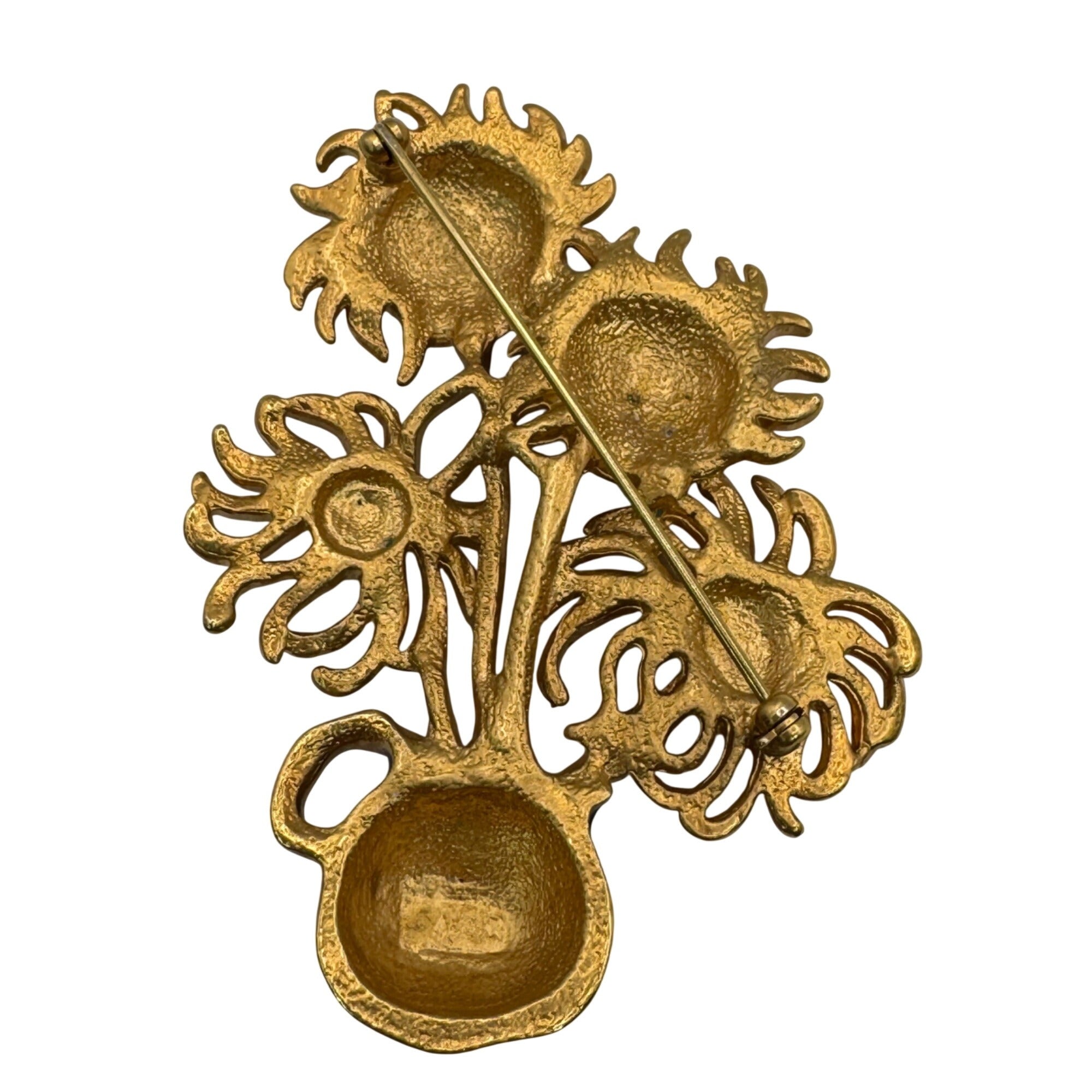 Vintage YSL Yves Saint Laurent For Avon Van Gogh Sunflowers Brooch Enamel Flower