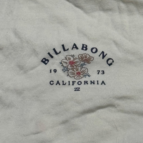 Billabong California Graphic T-Shirt Mens Large White Flowers Surf Short Sleeve