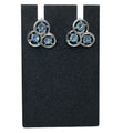 Trifari Baby Blue Rhinestone Circles Silver-Tone Clip-On Earrings Signed Retro