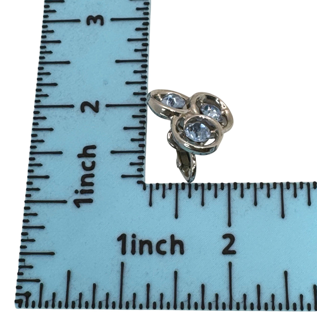 Trifari Baby Blue Rhinestone Circles Silver-Tone Clip-On Earrings Signed Retro