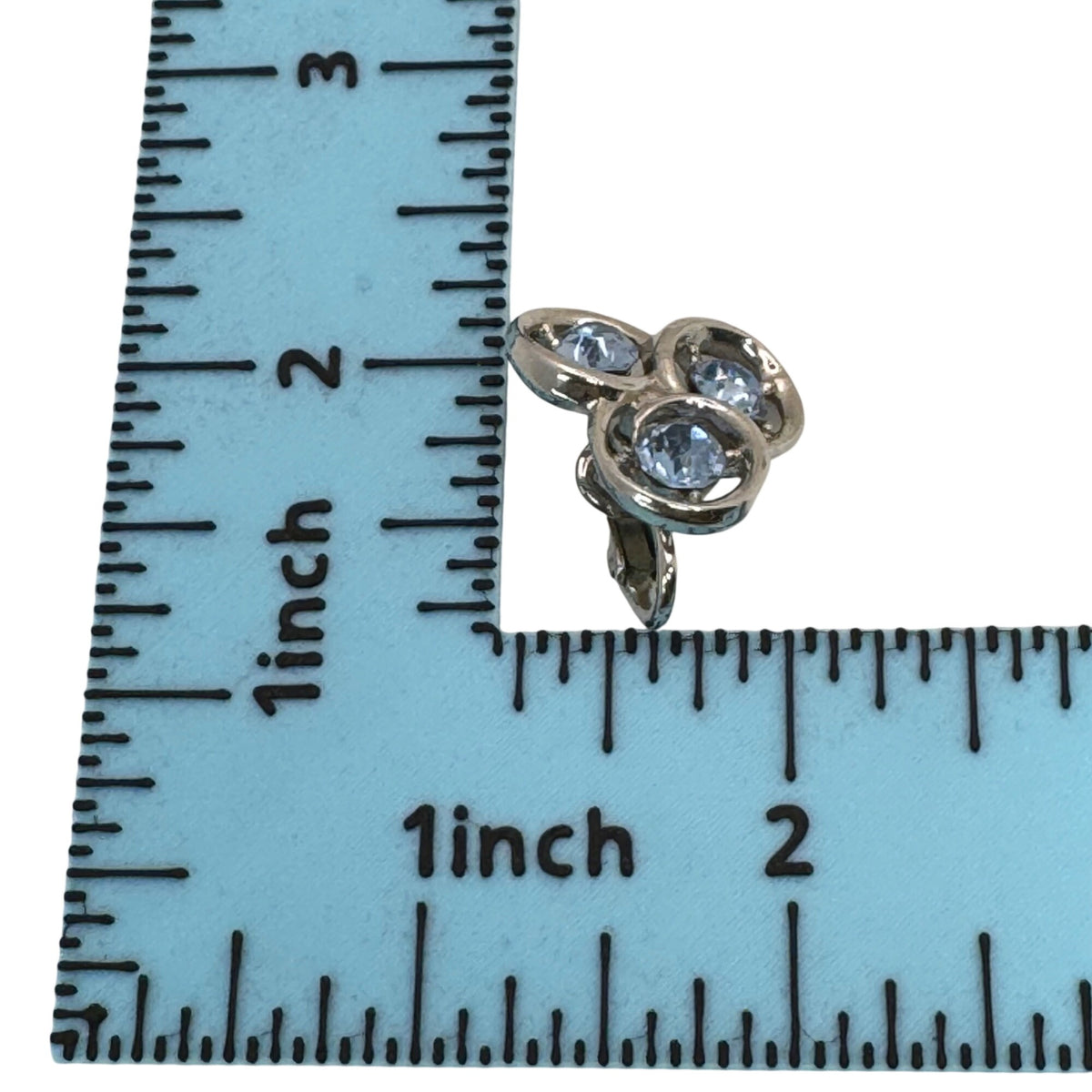 Trifari Baby Blue Rhinestone Circles Silver-Tone Clip-On Earrings Signed Retro