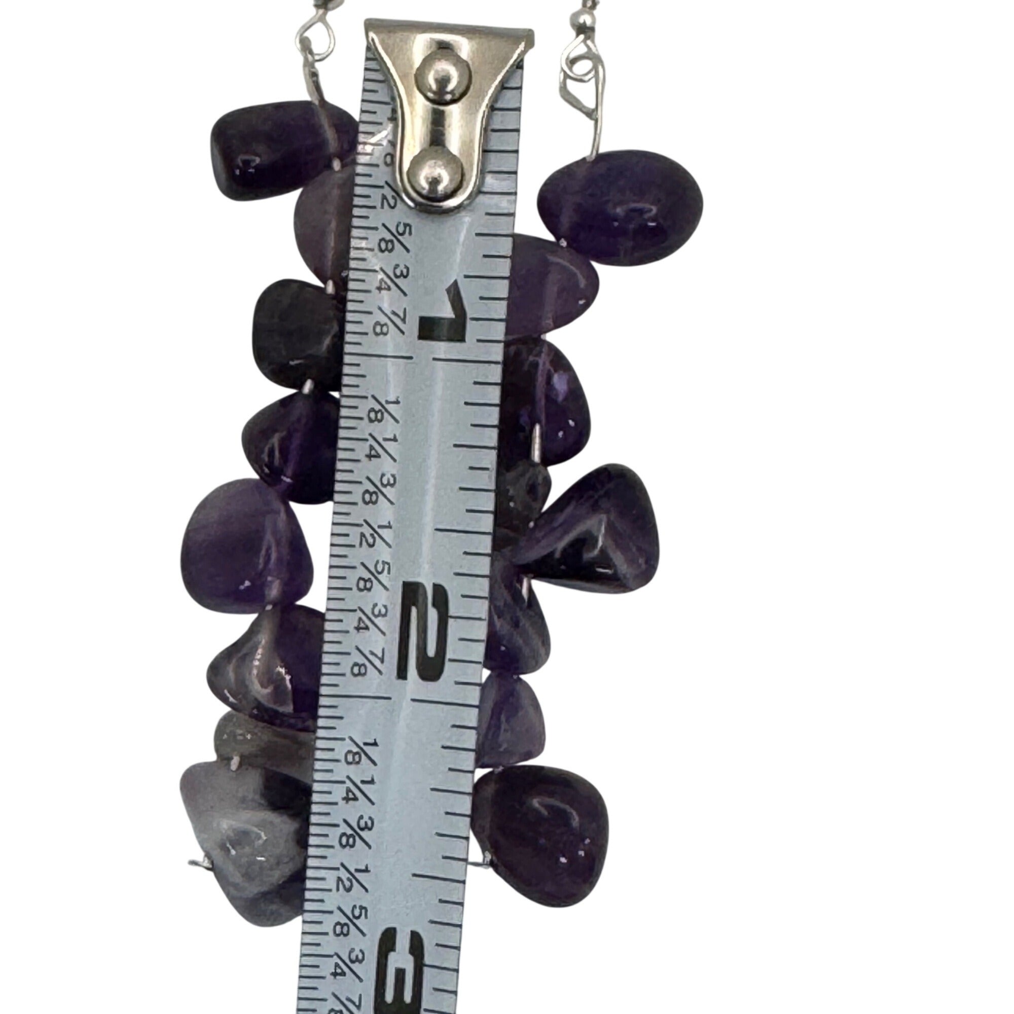 Amethyst Gemstone Dangle Earrings 925 Sterling Silver Natural Purple Stone 2.75"