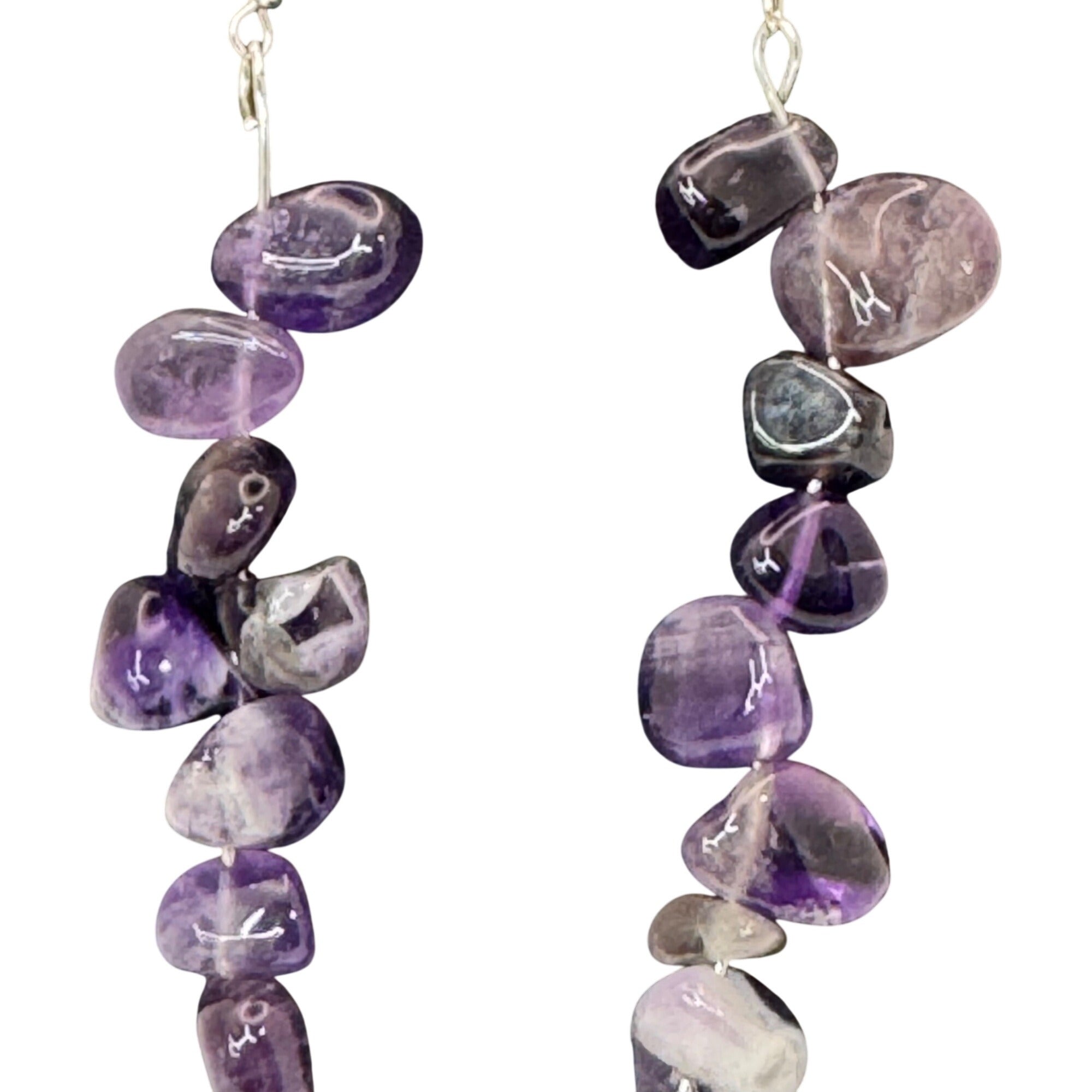 Amethyst Gemstone Dangle Earrings 925 Sterling Silver Natural Purple Stone 2.75"