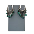 Chandelier Dangle Beaded Turquoise Drop Sterling Silver Chain Hoop Earrings 2"