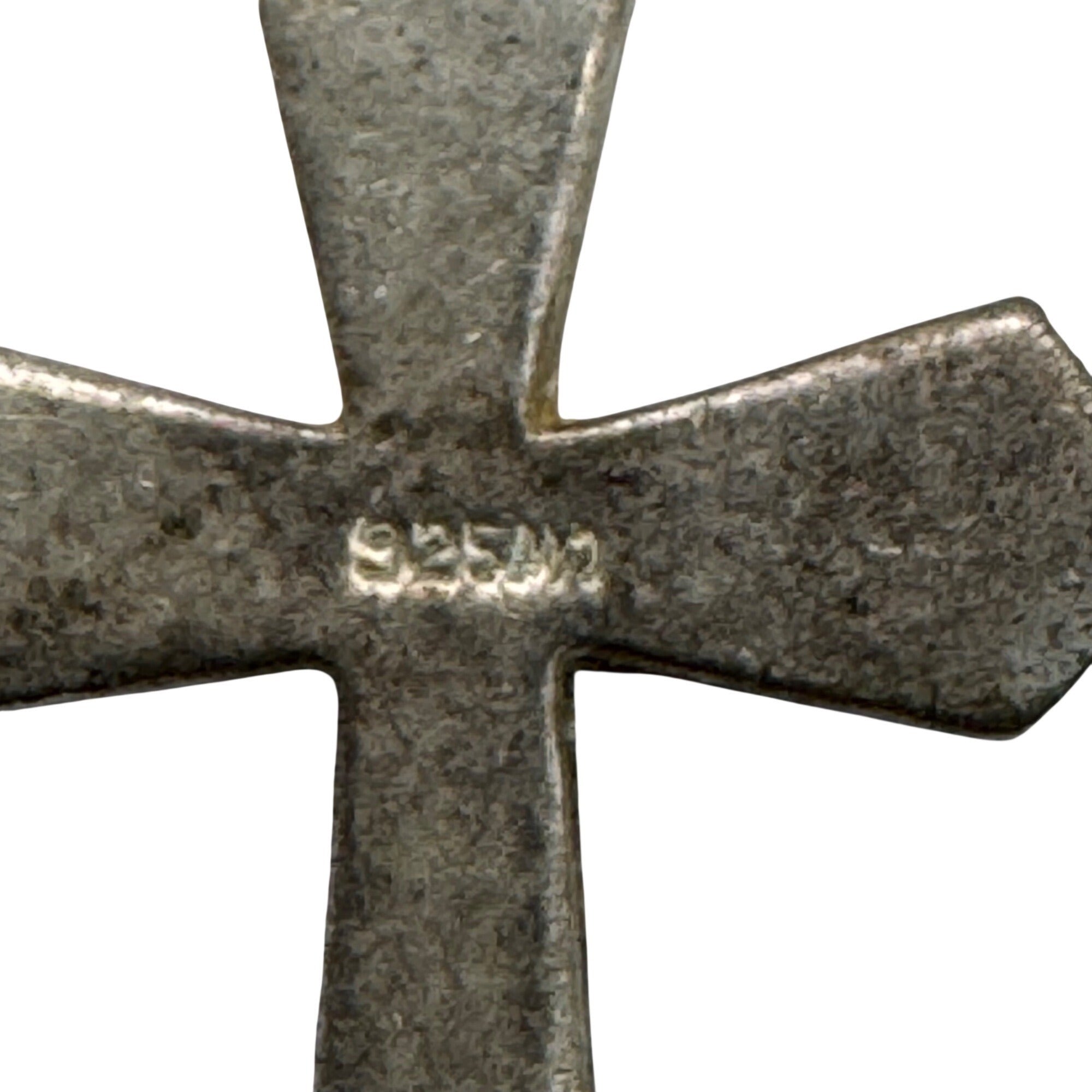 Etched Diamond Cut Sterling Silver Textured Cross Pendant Charm 1.5" Vintage