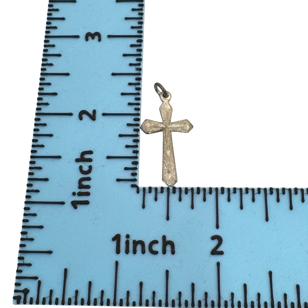 Etched Diamond Cut Sterling Silver Textured Cross Pendant Charm 1.5" Vintage