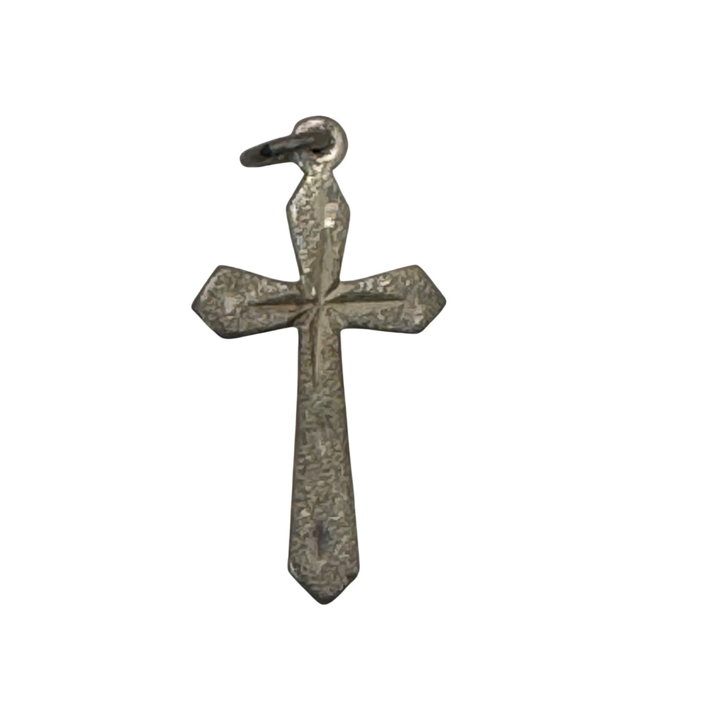 Etched Diamond Cut Sterling Silver Textured Cross Pendant Charm 1.5" Vintage
