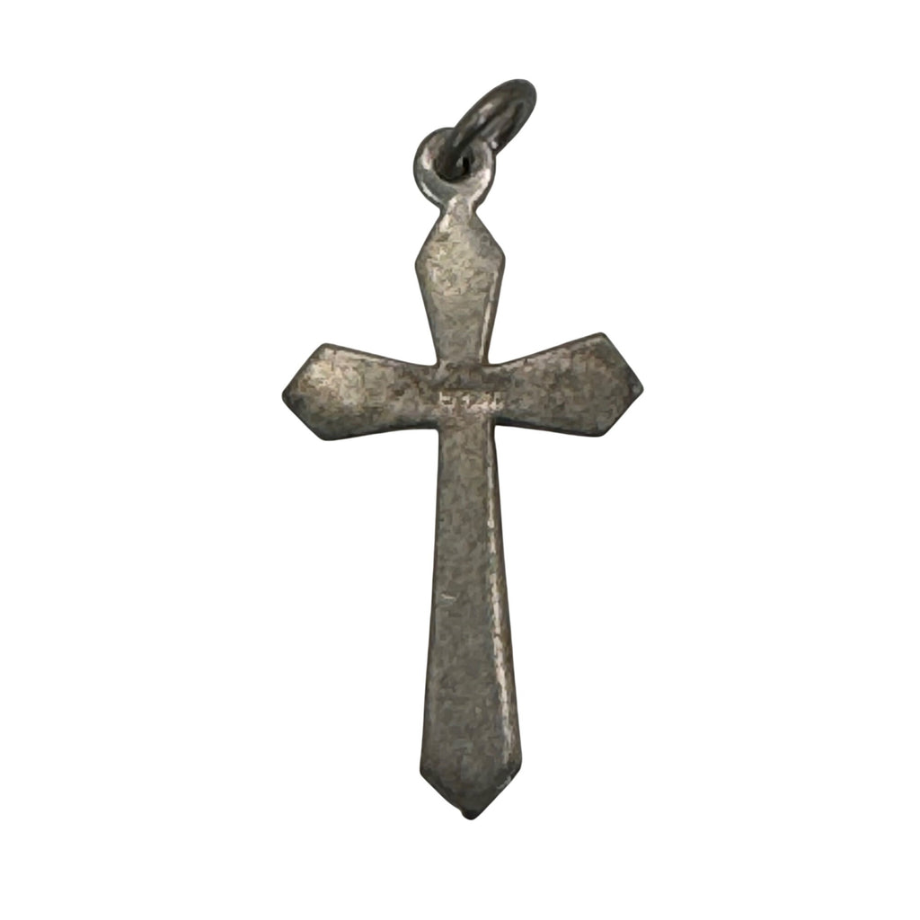 Etched Diamond Cut Sterling Silver Textured Cross Pendant Charm 1.5" Vintage