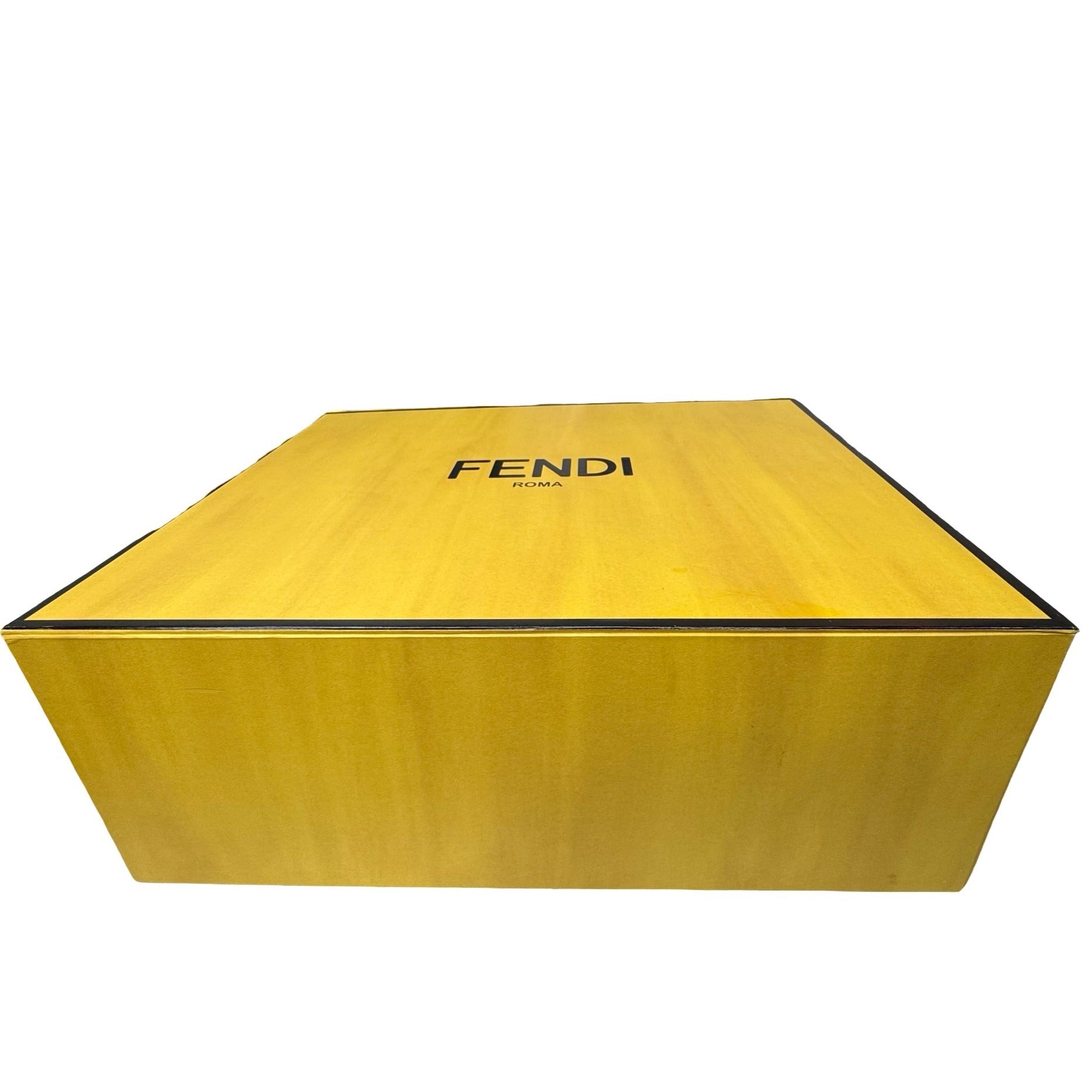 Fendi Authentic Magnetic XL Yellow Gift Box Black Trim Logo Branding 20x16 READ