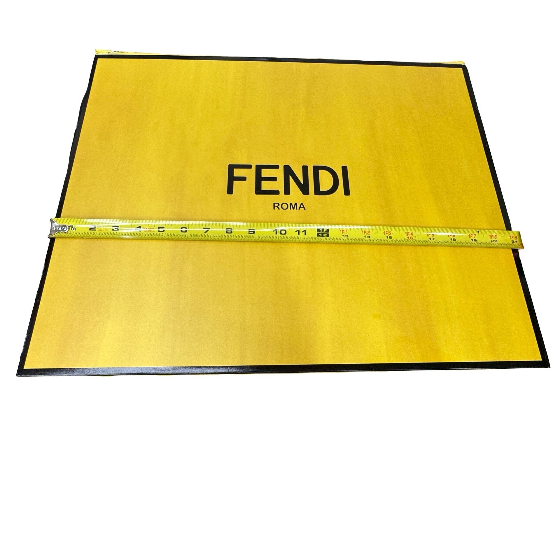 Fendi Authentic Magnetic XL Yellow Gift Box Black Trim Logo Branding 20x16 READ