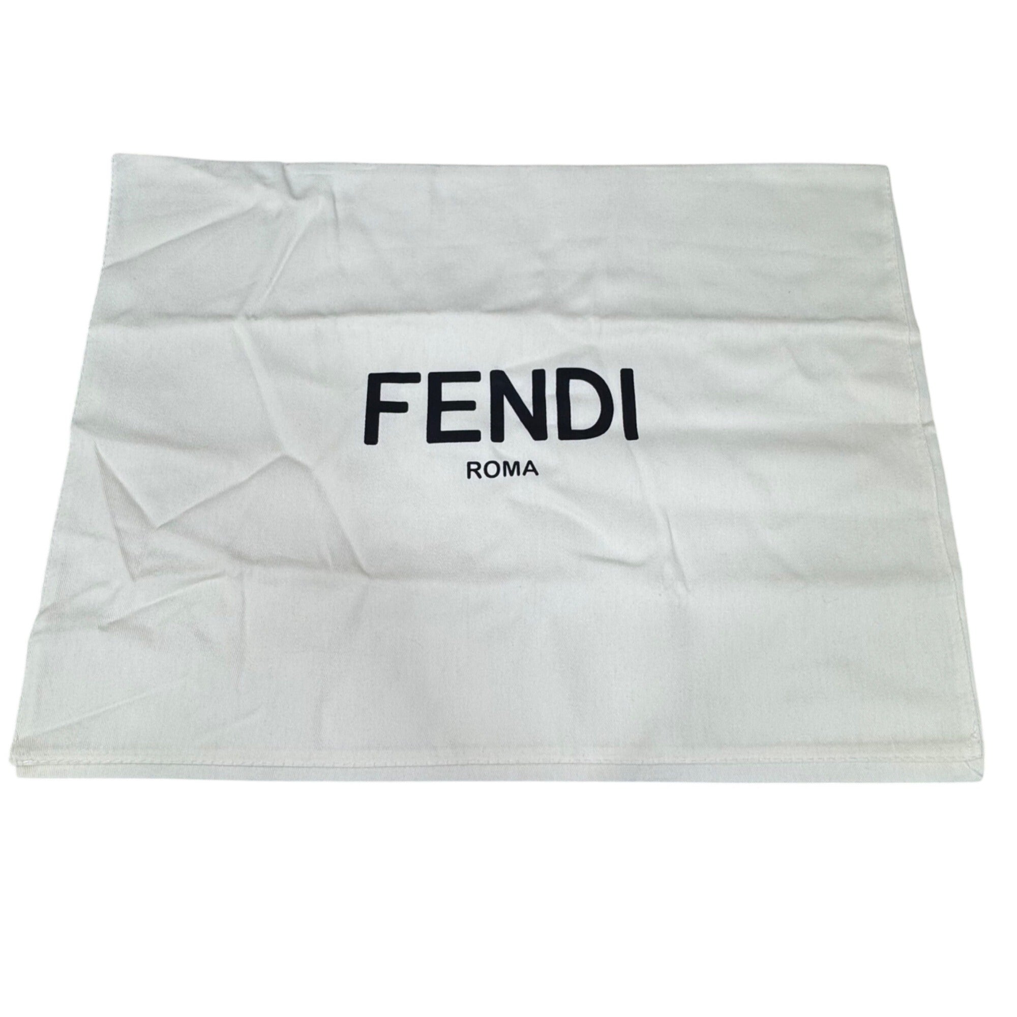 Fendi Roma Cream Dust Bag Pouch Drawstring with Black Logo 19" X 14" Authentic