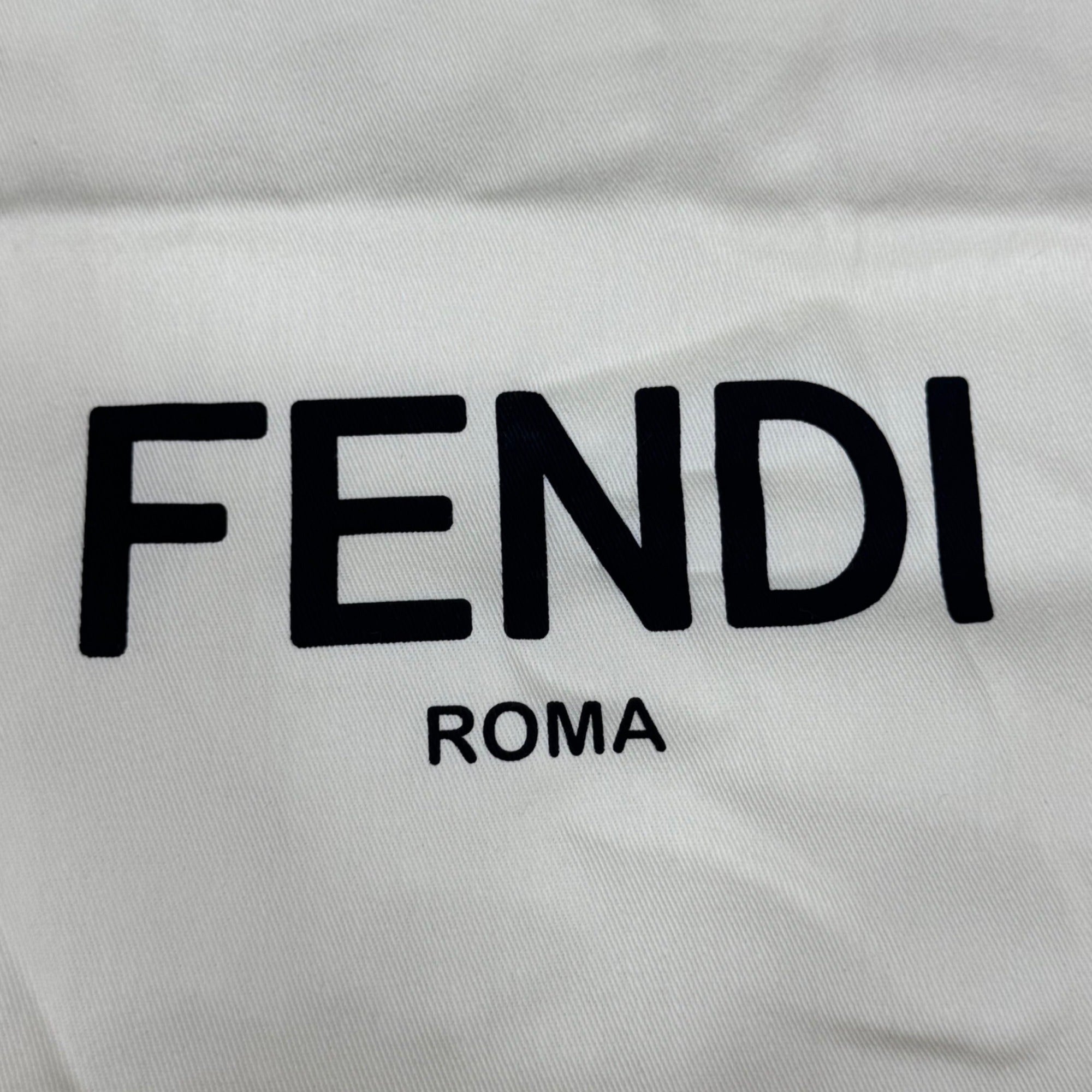 Fendi Roma Cream Dust Bag Pouch Drawstring with Black Logo 19" X 14" Authentic