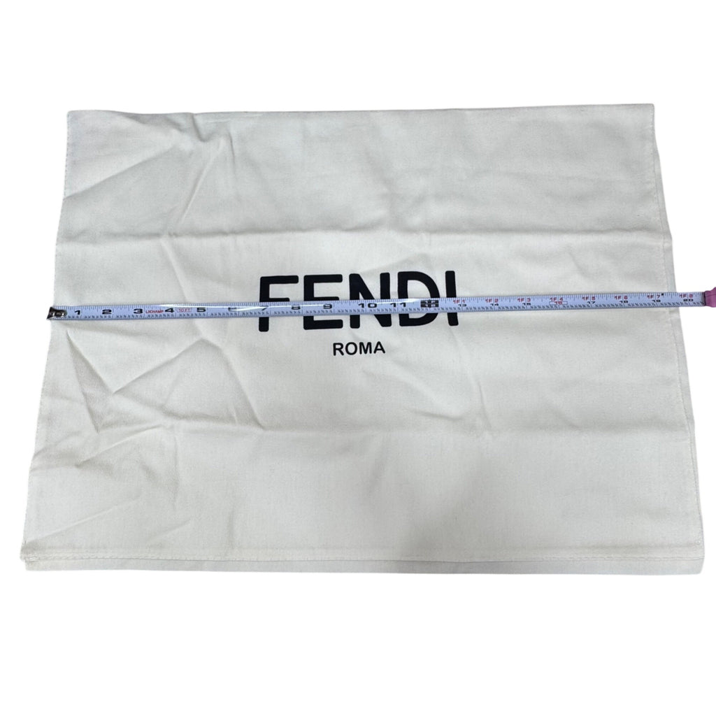 Fendi Roma Cream Dust Bag Pouch Drawstring with Black Logo 19" X 14" Authentic