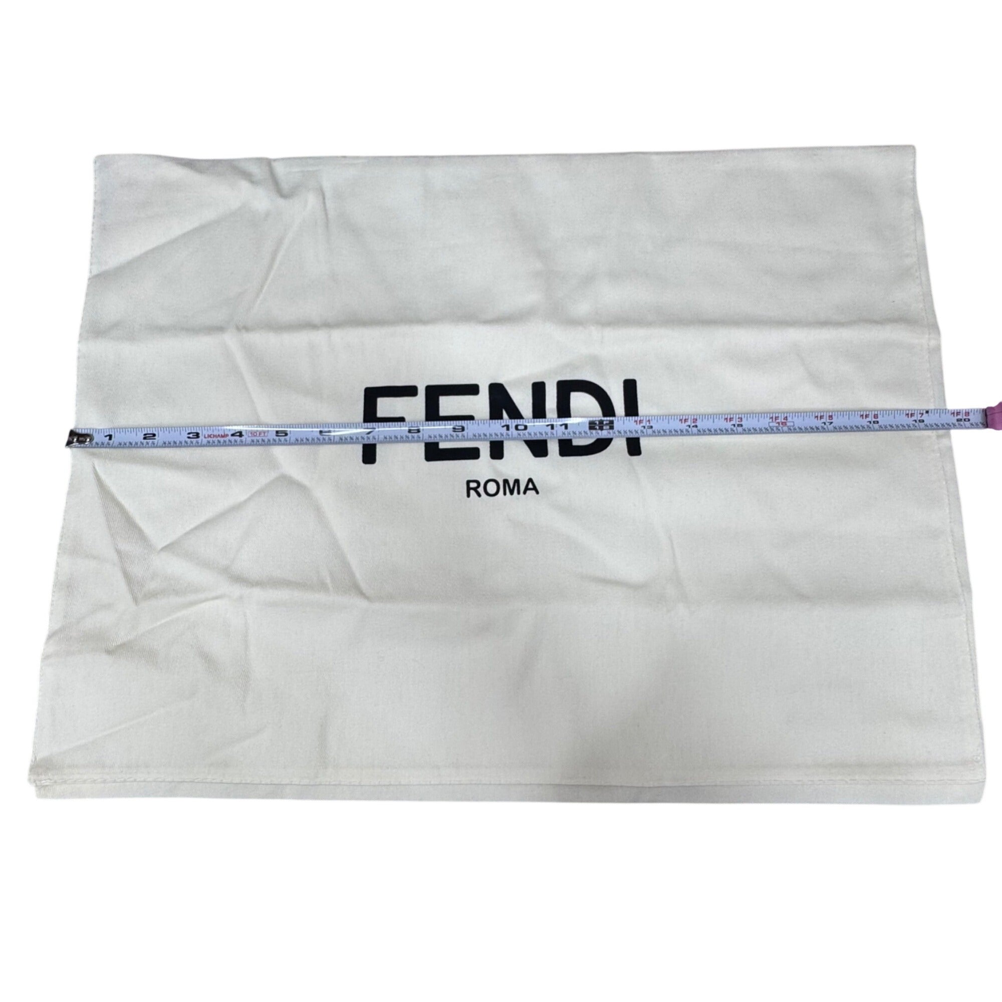 Fendi Roma Cream Dust Bag Pouch Drawstring with Black Logo 19" X 14" Authentic