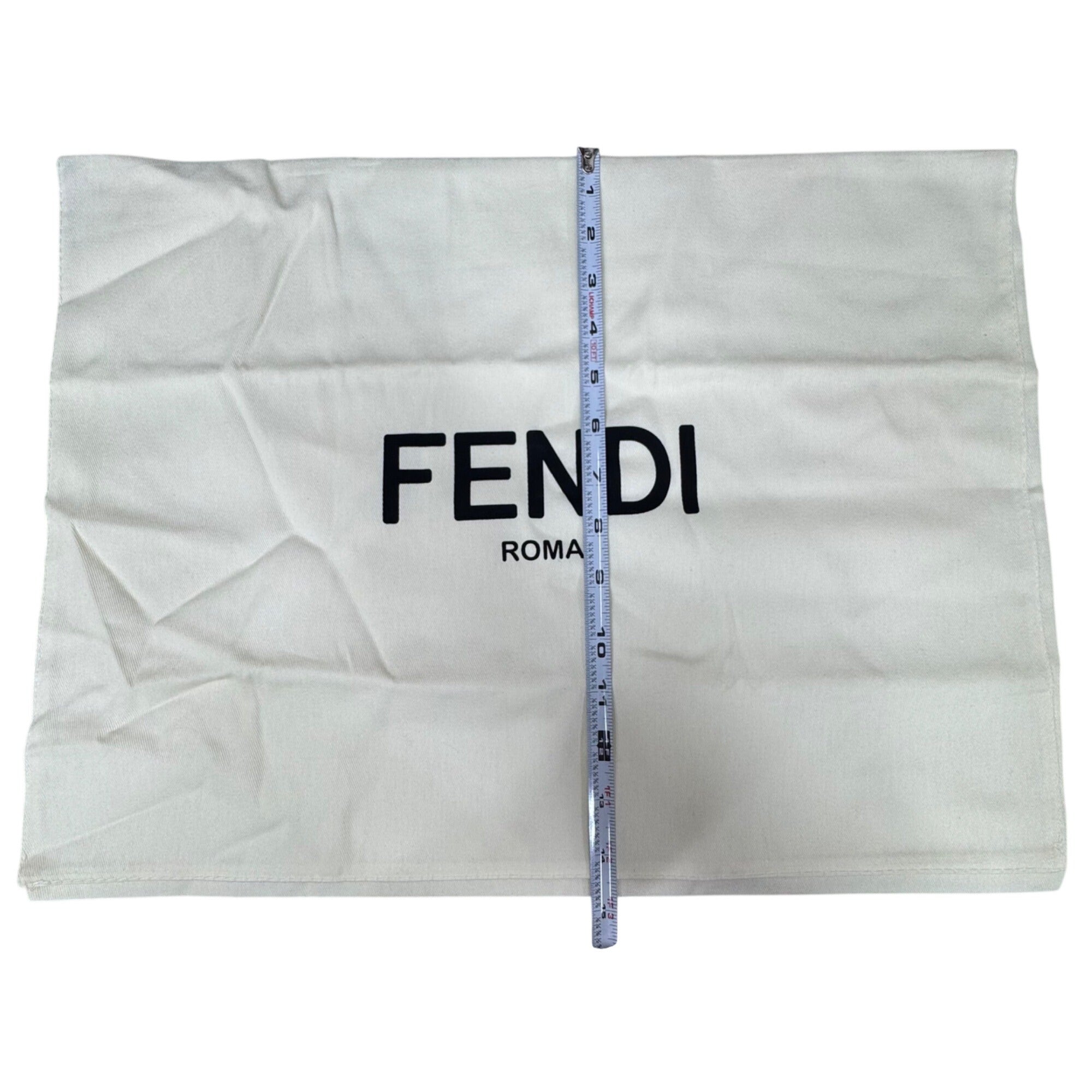 Fendi Roma Cream Dust Bag Pouch Drawstring with Black Logo 19" X 14" Authentic
