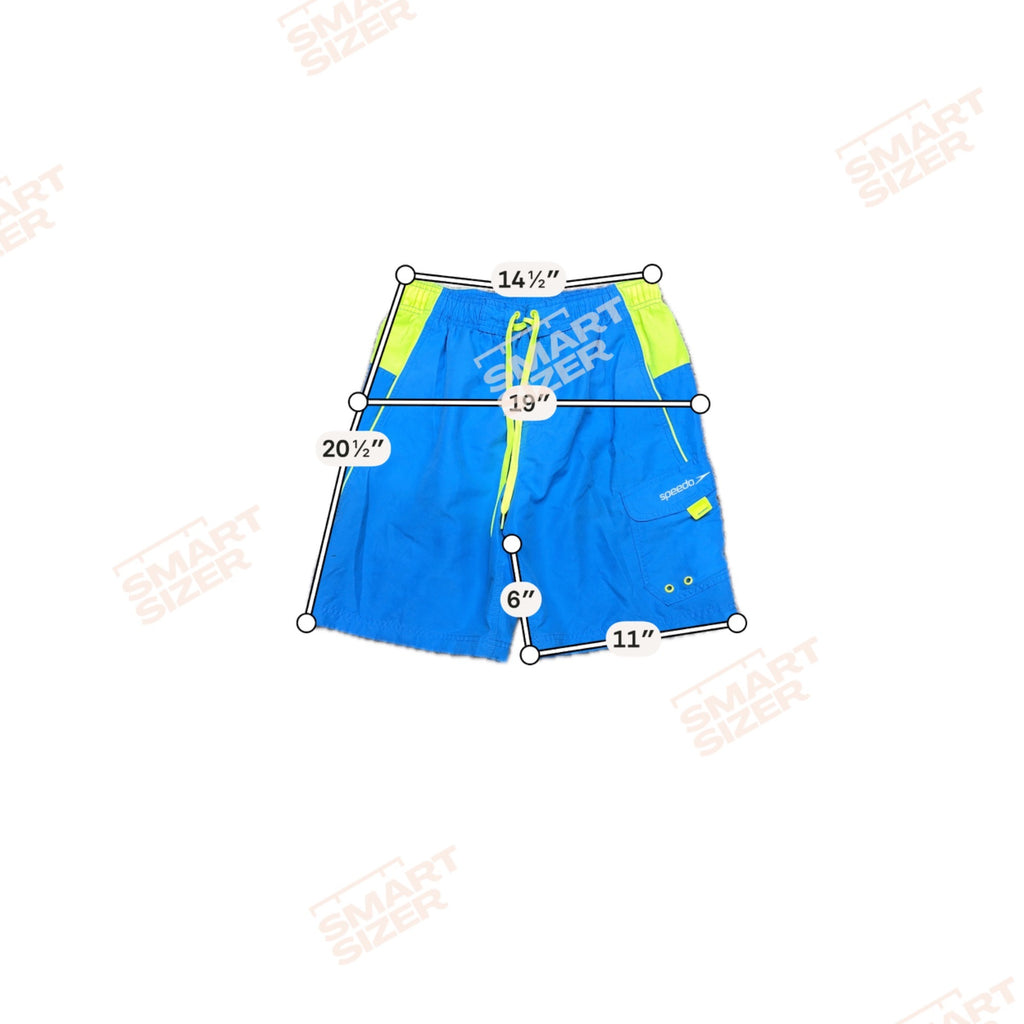 Speedo Mens Blue & Neon Green Swim Trunks M With Pockets & Drawstring Shorts