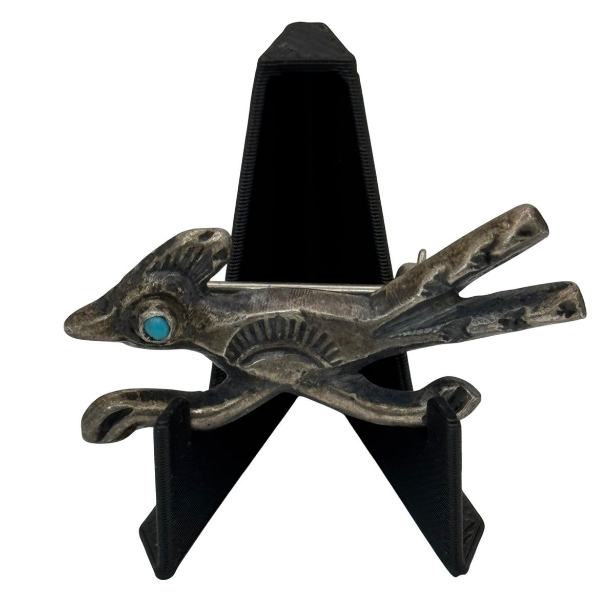 Sterling Silver Turquoise Roadrunner Pin Brooch Southwestern 3.31g Vintage 925