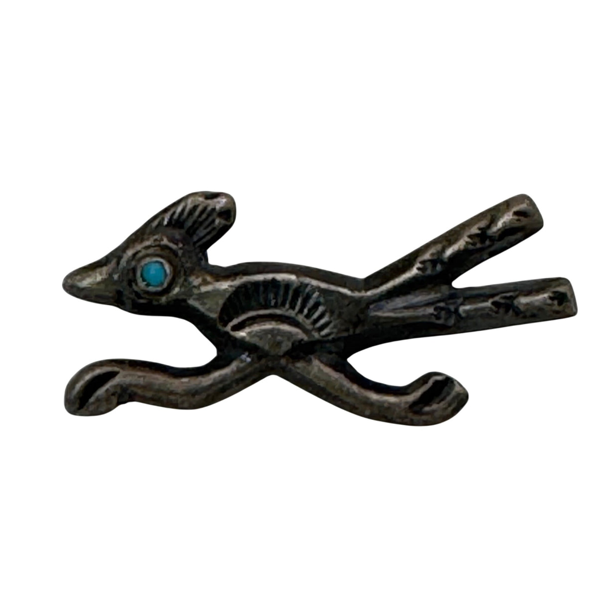 Sterling Silver Turquoise Roadrunner Pin Brooch Southwestern 3.31g Vintage 925