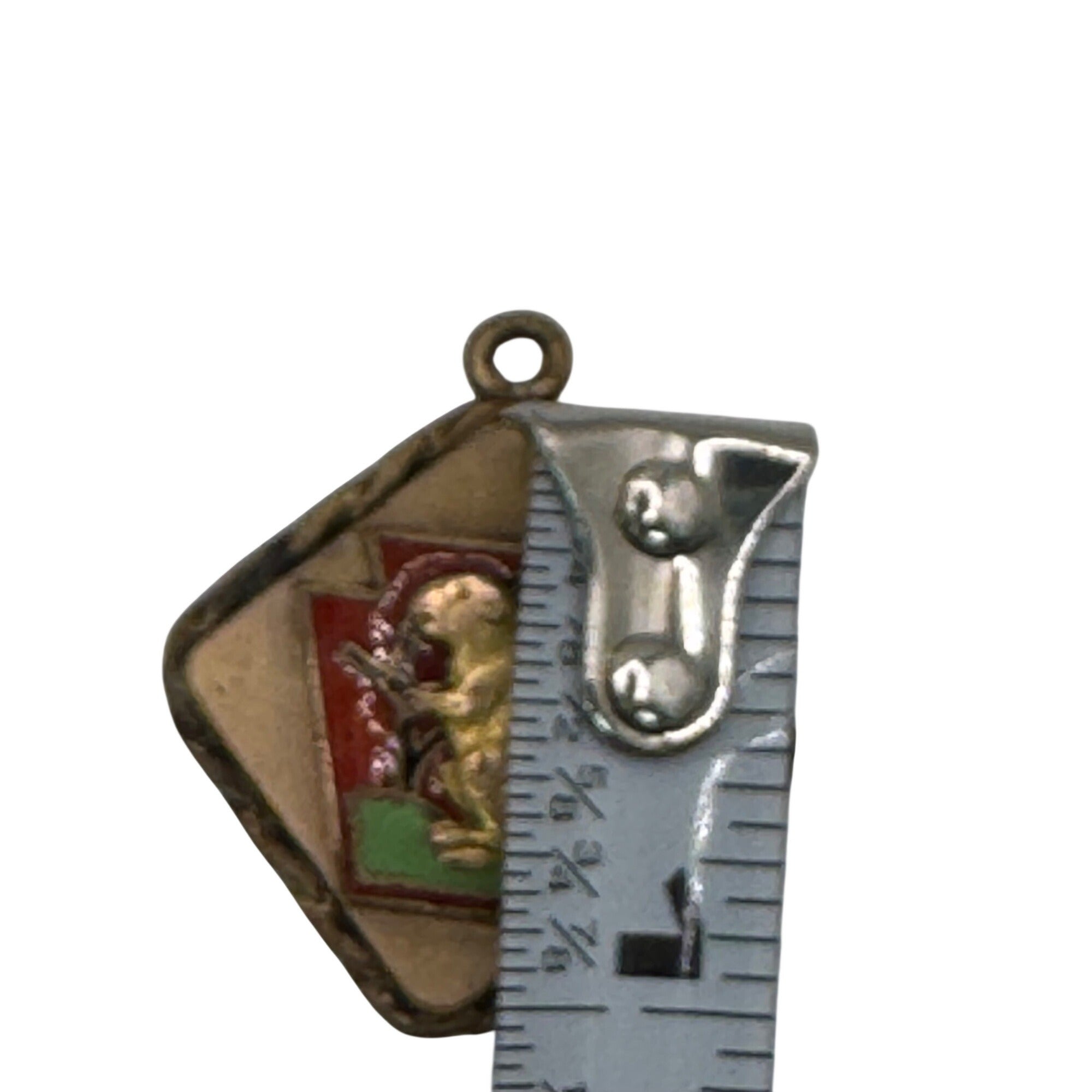 Vintage Masonic Quarryville PA Groundhog Charm Pendant Watch Fob Enamel 1" RARE