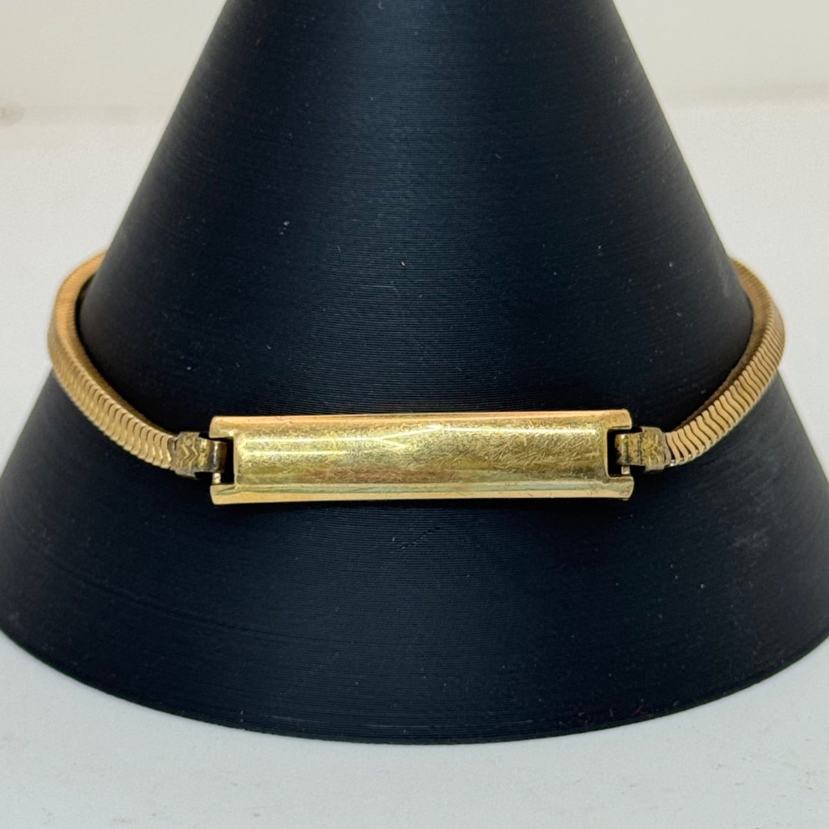 12K GF Kestenmade ID Bracelet Engraving Plate 7" Vintage Rope Snake Chain