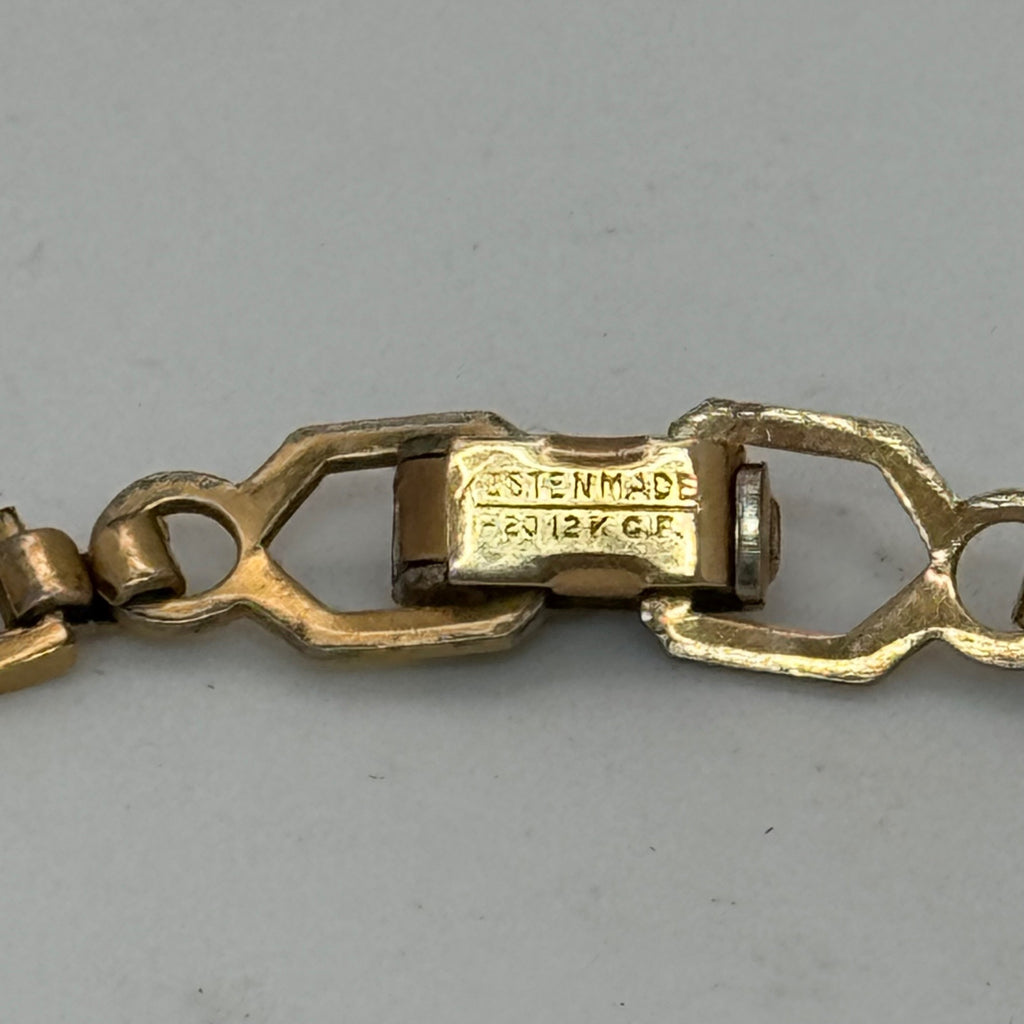 12K GF Kestenmade ID Bracelet Engraving Plate 7" Vintage Rope Snake Chain