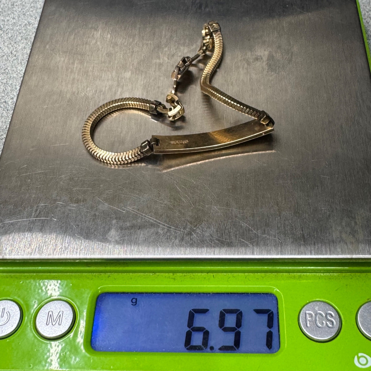 12K GF Kestenmade ID Bracelet Engraving Plate 7" Vintage Rope Snake Chain