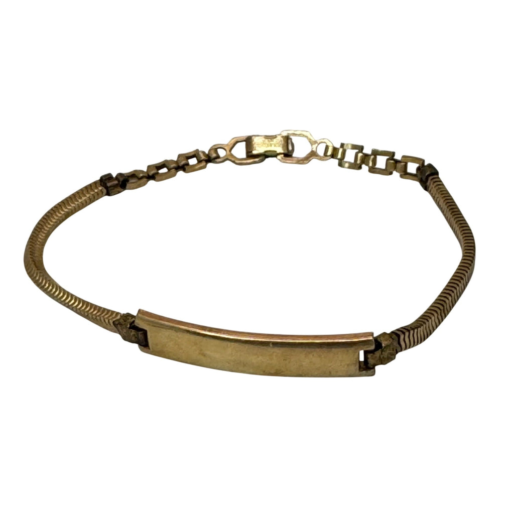 12K GF Kestenmade ID Bracelet Engraving Plate 7" Vintage Rope Snake Chain