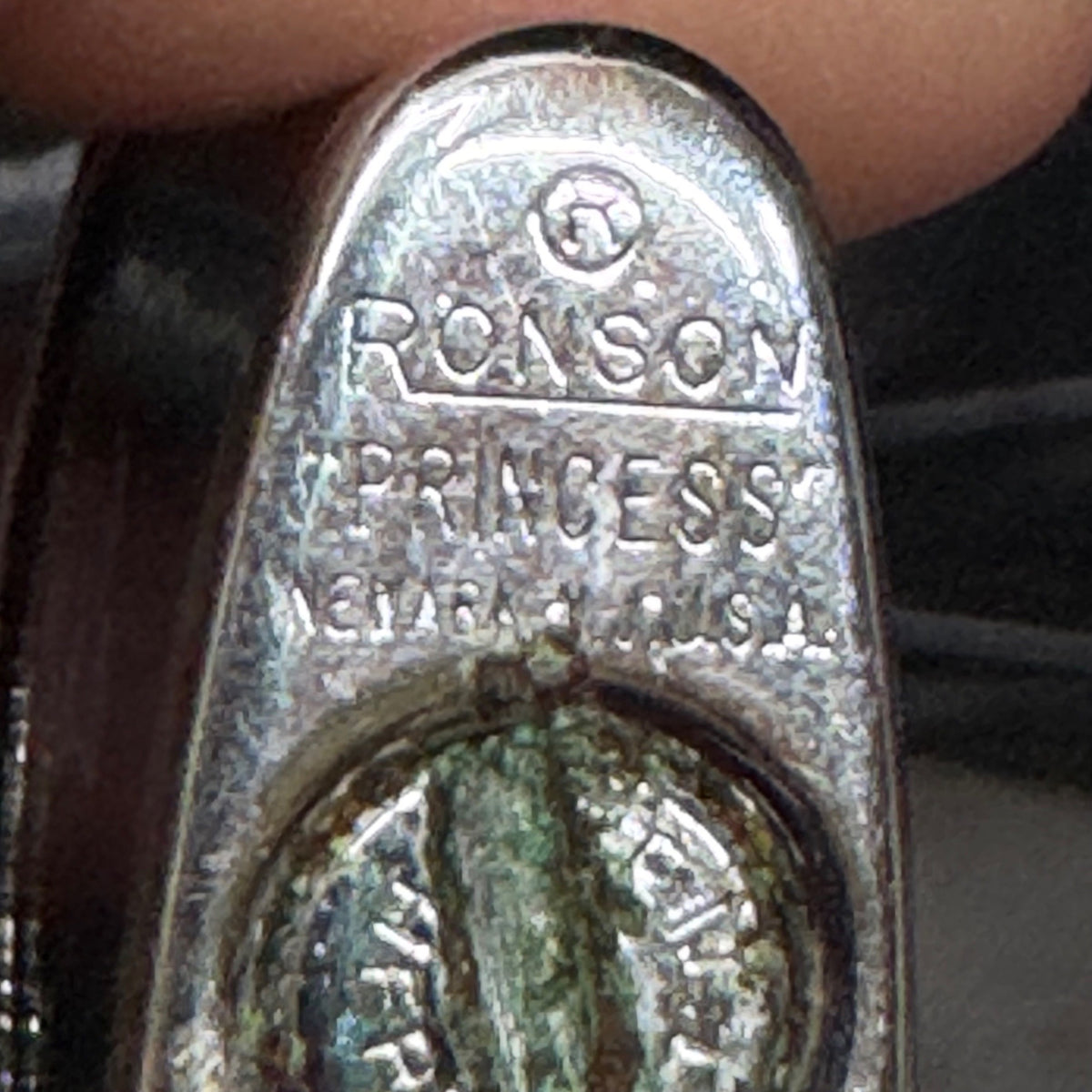 Vintage Ronson Princess Lighter Purple Floral & Black Enamel Finish Made In USA