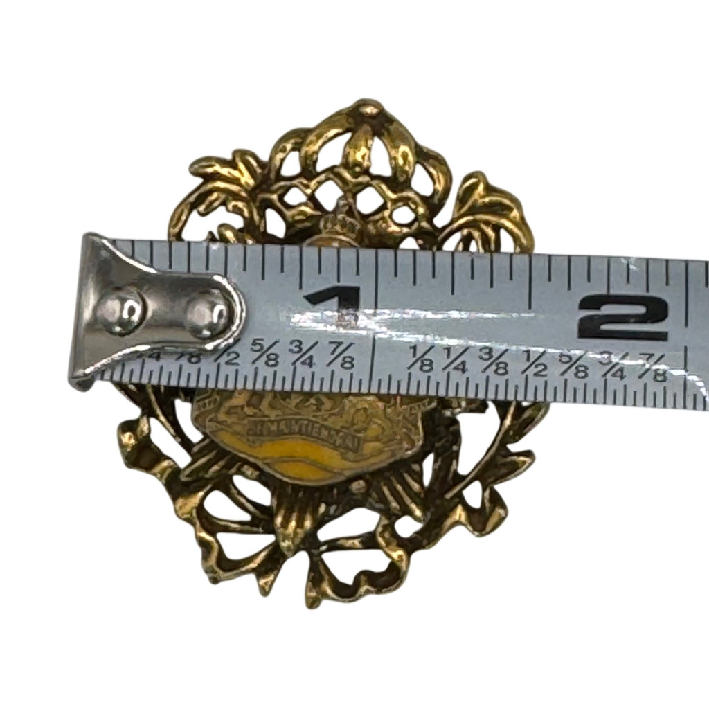 Rare Vintage Antique Netherlands Coat Of Arms Je Maintiendrai Lions Crown Brooch