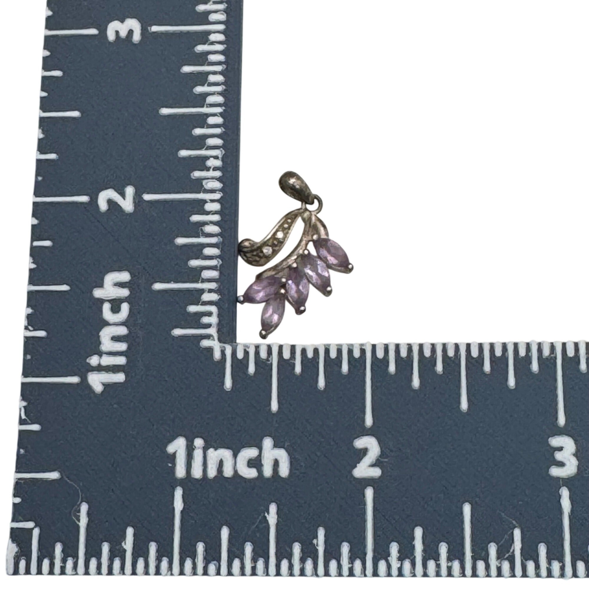 Silver Amethyst Pendant Marquise Cut Purple Stones Charm Sterling 925 Vintage