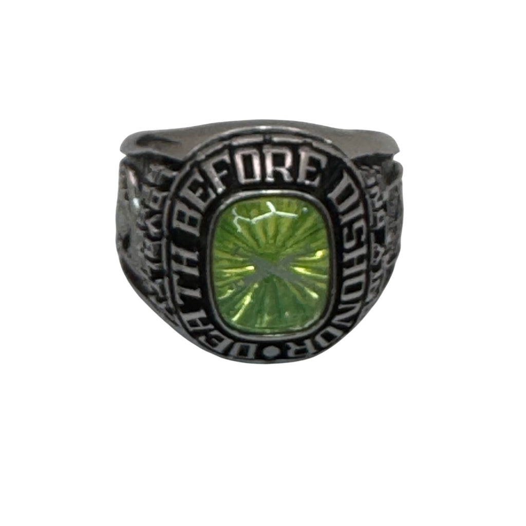 Death Before Dishonor Mens Balfour Military Ring Green Gemstone Size 10 Army