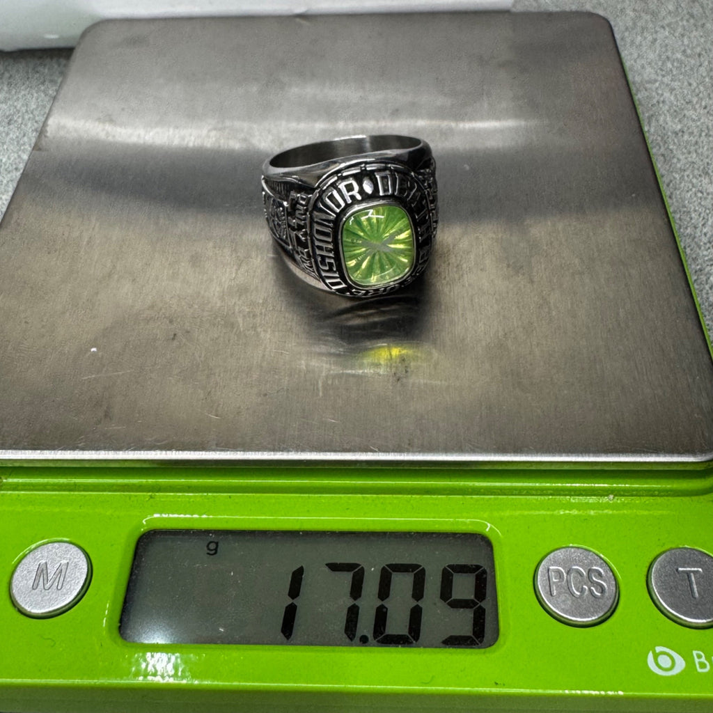 Death Before Dishonor Mens Balfour Military Ring Green Gemstone Size 10 Army