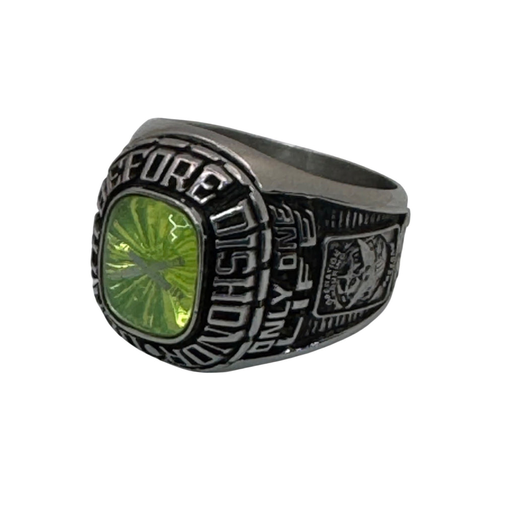 Death Before Dishonor Mens Balfour Military Ring Green Gemstone Size 10 Army